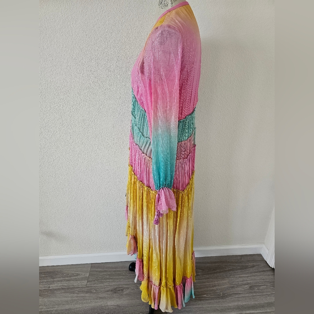 Rococo Sand Metallic Ombré Tiered Maxi Dress - Size Medium Rococo Sand - Picture 5 of 8